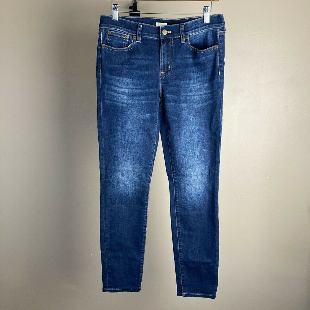 J CREW Stretch Blue Jean Dark Wash Size 27 / 28 5 Pocket Skinny EUC